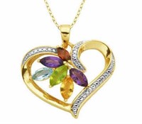 Genuine Gemstone &  Diamond Pendant