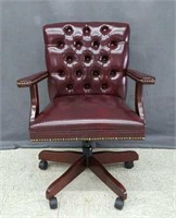Burgundy Leather and Nail Trim Desk Chair