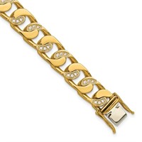 14K- Polished Diamond Curb 8.5 inch Bracelet