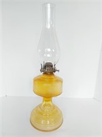 AMBER GLASS OIL LAMP + AMBER VASE