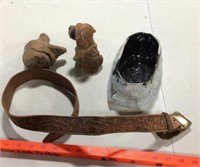 Belt and hand made clay items