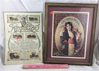 Antique Regal Car Ad & Framed Olympia Beer Ad