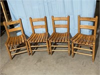 4 Child Size Wood Ladder Back Chairs