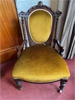 Victorian Walnut Ladies Chair with Velvet