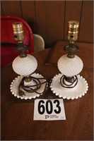 Pair of Milk Glass Base Lamps(R7)