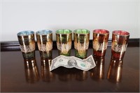 6 Moroccan Tea Glasses.. Gold Scroll