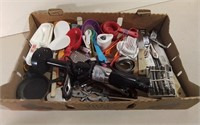 Box Of Kitchen Items Incl. Hand Blender & 4" Cast