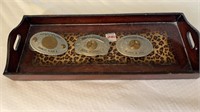 3 belt buckles and tray