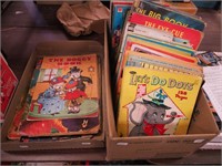 Two boxes of children's vintage coloring books,