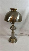 25" Vintage Nickel Plated Lamp-Glass Globe