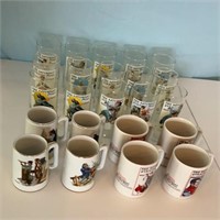 Norman Rockwell Mugs & Glass Set