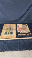 Ronald Reagan paper and campaign sign