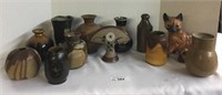 12 pcs. Vintage Art Pottery Vases, Figures, ++