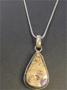 925 stamped 26-in necklace with mother of pearl