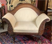 19th Century Oversized Carved Mahogany Arm Chair