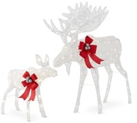 2x Hoyechi Lighted 2 Piece Moose Family