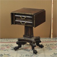 Classical Brass Inlaid Drop Leaf Work Table