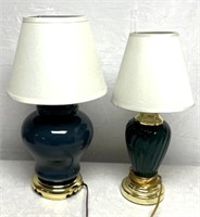 2 desk top lamps-blue and green