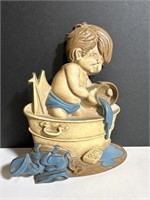 Vintage SEXTON CAST IRON Wall Plaque Boy In Tub