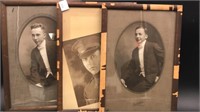 Three framed vintage portraits