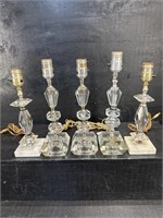 LOT OF 5 CRYSTAL TABLE LAMPS