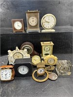 LARGE LOT OF MISC CLOCK CASES, MOVEMENTS, ALARM