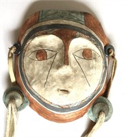 Signed Native Painted Plaster Mask 8"