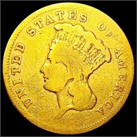 1856-S $3 Gold Piece NICELY CIRCULATED