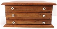 Vintage 3-Drawer Wood Sewing Notions Cabinet