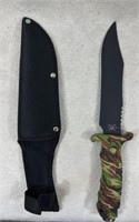 12" Tac Assault Camo Handle Knife W/sheath