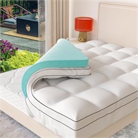 Memory Foam Mattress Topper Queen Size, Dual Laye