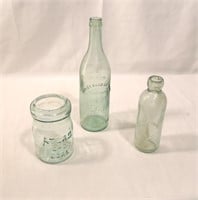 Three Antique Glass Jars