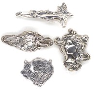 A group of art nouveau style silver jewellery