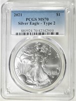 2021 AMERICAN SILVER EAGLE T 2 PCGS MS 70