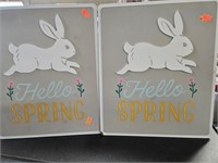 "Hello Spring" signs. Set of 2