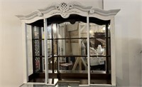 White Carved Lighted China Hutch Top