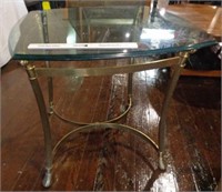Metal Side Table with Heavy Glass Top