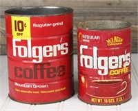 Pair of Folger's Coffee Cans
