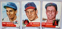 1953 Topps Rizzuto, Rosen & DiMaggio Cards