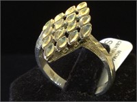 Sterling  fancy-cut ring, size 9