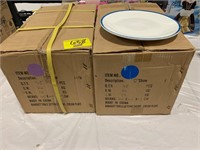 CASE OF BLUE RIMMED 10" SHOW PLATES & CASE OF
