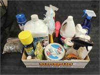 Partially full Bottles of Cleaning Supplies