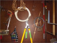 Wall Contents - Pruner-Pipe Wrench-Misc