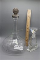 Two decanters - jeweled top wine decanter &