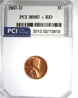 1957-D Cent MS67+ RD LISTS $1700