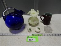 Fenton vase, Red Wing mug & salt/pepper set, pitch