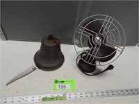 Brass bell and 2 blade vintage fan