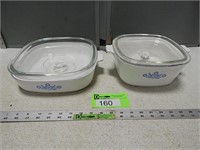 2 Corning Ware casseroles with covers