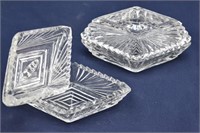 Pair of Fancy Covered Glass MIni Butter Dishes