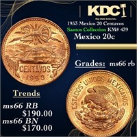 1953 Mexico 20 Centavos Santos Collection KM# 439